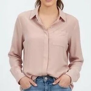 JUSTFAB Dusty Rose Long Sleeve Collared Button Down Shirt Top M